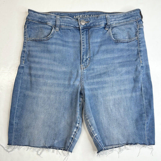 American Eagle Cut Off Hi-Rise Bermuda Shorts 18 Next Level Stretch Fray Plus Sz