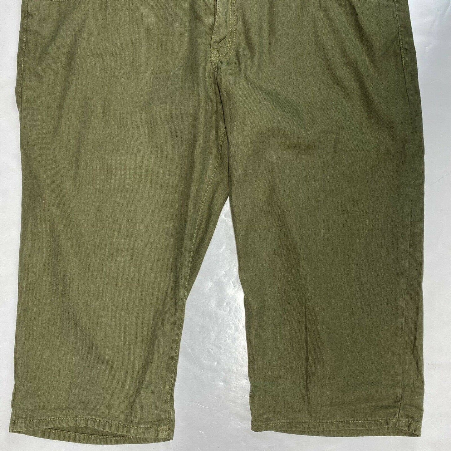 Abercrombie & Fitch Linen Blend Capri Sz 10 Olive Green Pants NEW *Measure Big*