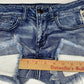 American Eagle Shortie Sz 2 Lowrise Stretch Denim Jean Shorts Raw Hem Embroidery