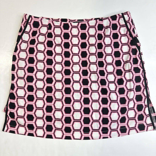 Golftini Skort 6 Long Pink Hexagon Pattern Activewear Tennis Skirt Shorts *Flaw