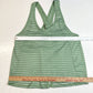 Zyia Active Nimbus Split Back Tank Top XL Green Open Back Sheer Stripe EUC