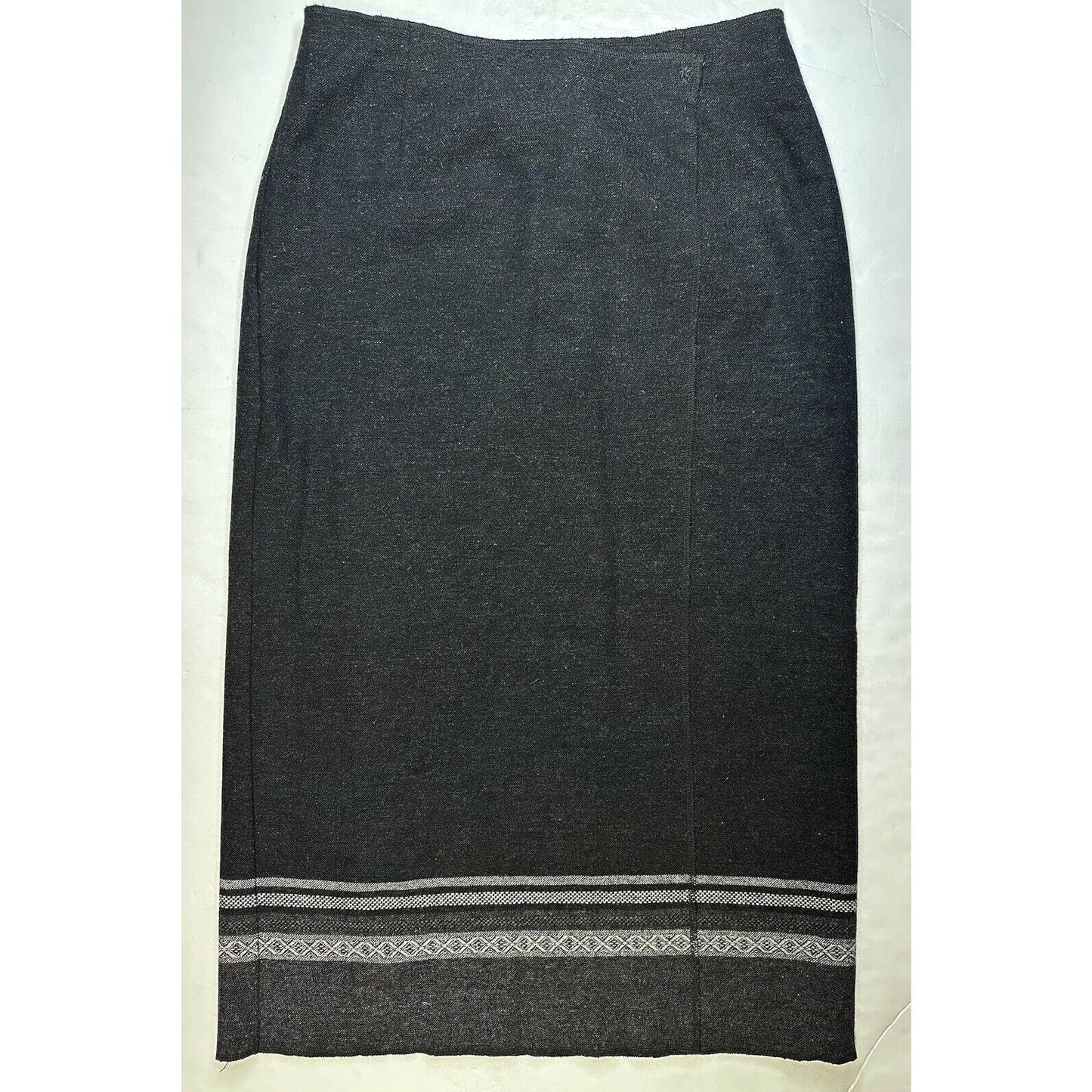 Eddie Bauer Faux Wrap Maxi Skirt Sz 14 (32.5"Waist) Dark Gray Wool Blend Lined