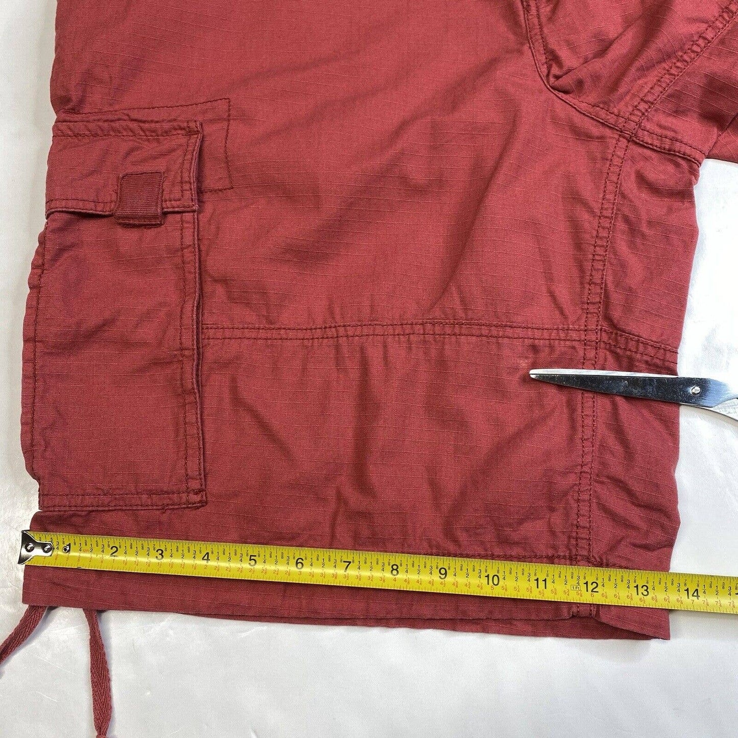 Vintage Ocean Pacific OP Cargo Shorts Mens 40 Red Ripstop Cotton Long Baggy