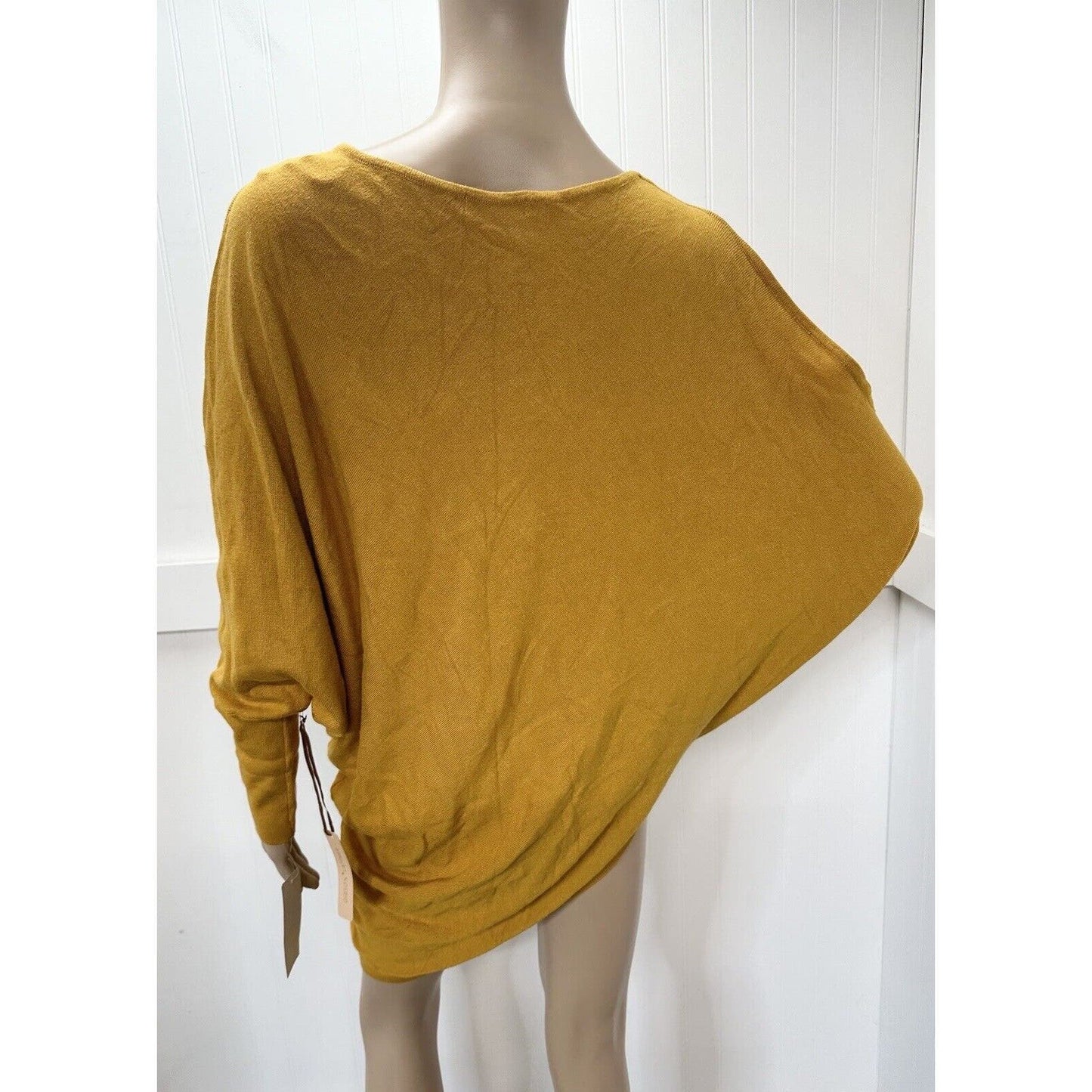 Gibson Latimer Tunic Sweater XL Mustard Yellow Asymmetrical Dolman Sleeve NEW