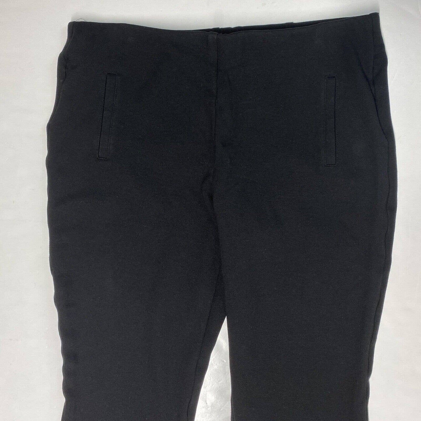 Chicos Ponte Knit Crop Pants Sz 2 (US 12/Large) Womens Black Stretch Pull On EUC