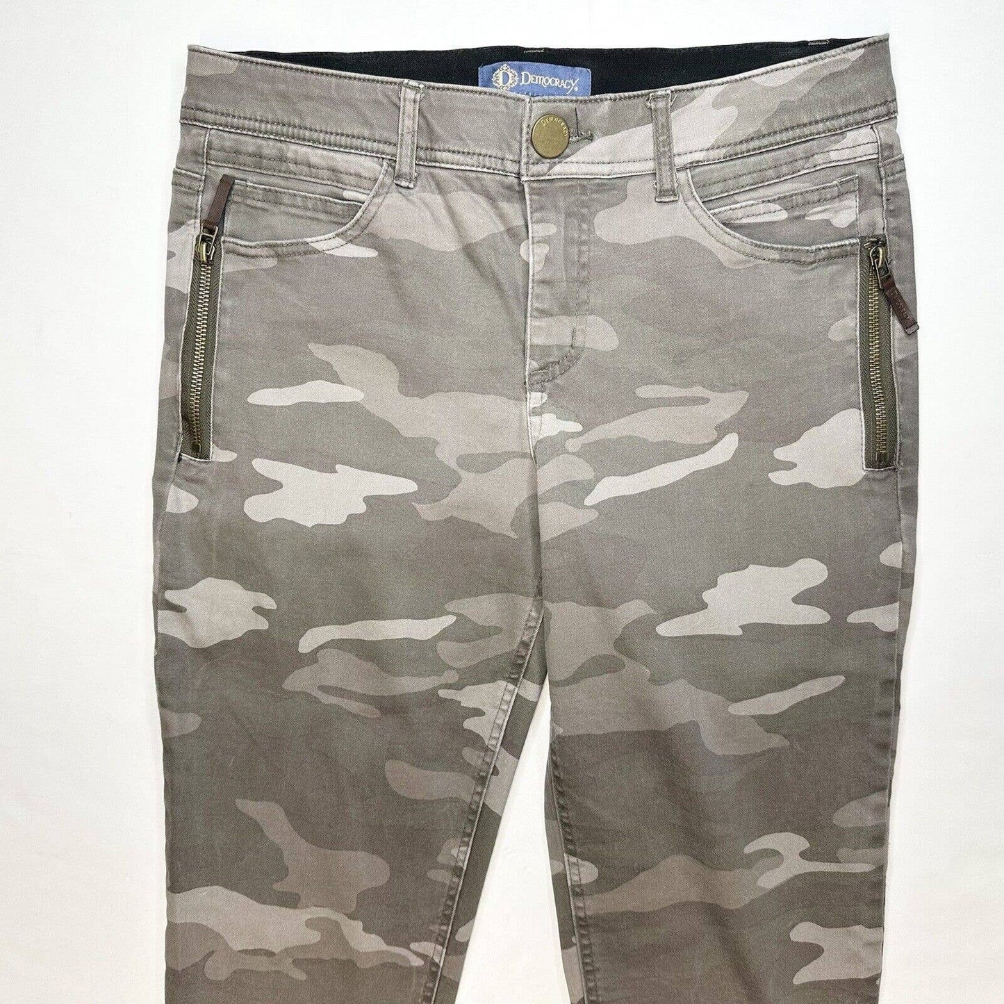 Democracy Ab Solution Skinny Jeans Womens 8 Gray Camo Stretch Denim Booty Lift