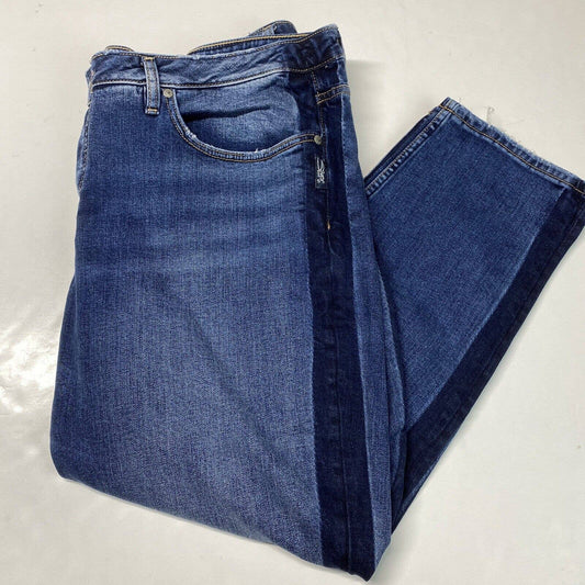 Silver Vintage Slim Crop Sz 20 Denim Cropped Jean Dark Stripe Distress Plus Size