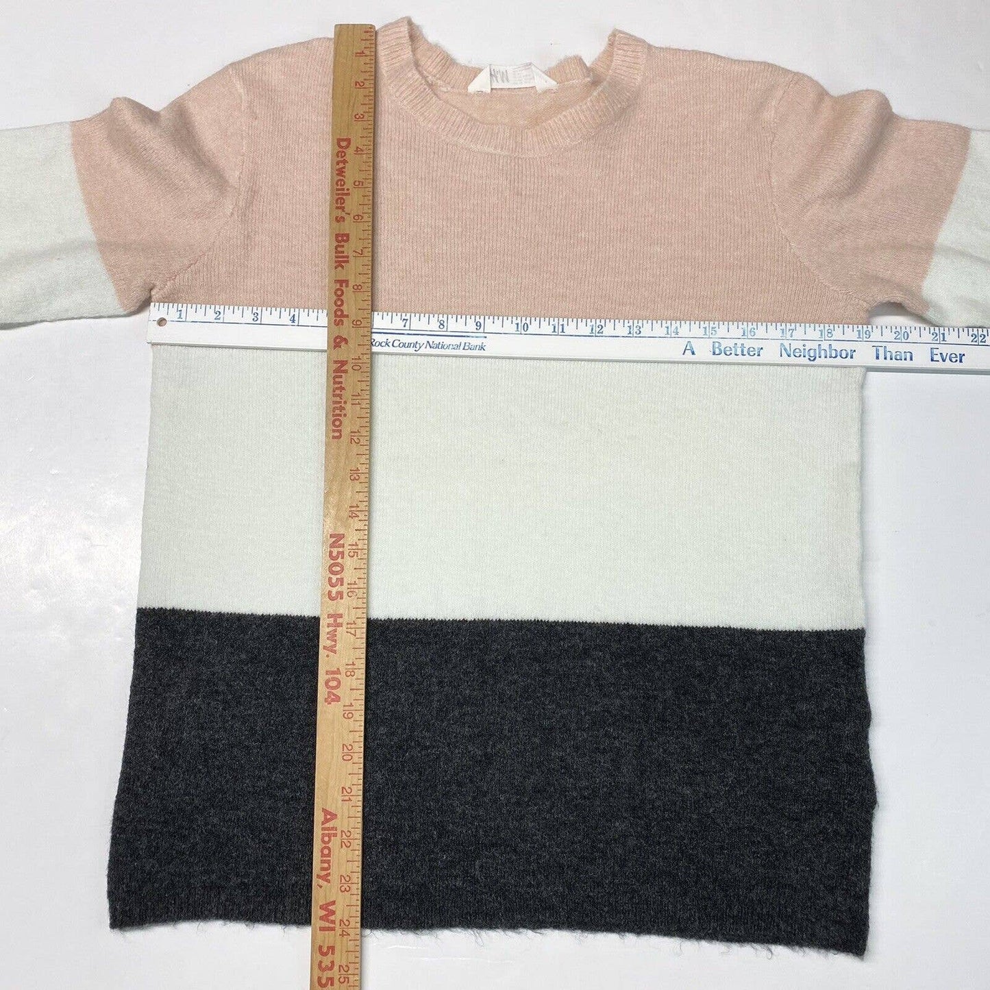 H&M Colorblock Sweater Sz 20 Multicolor Striped Long Sleeve Soft Wool Blend Top