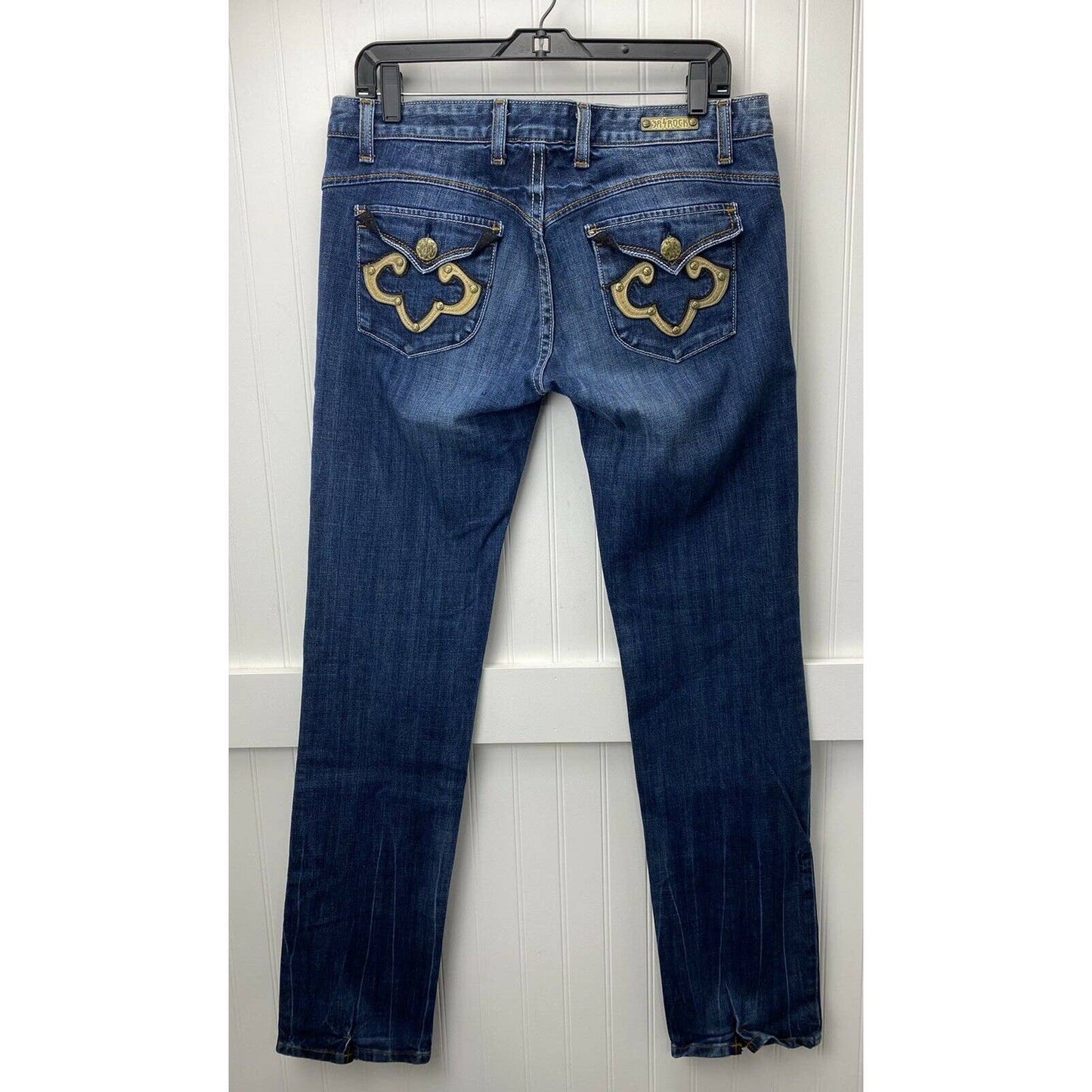 REROCK for EXPRESS Straight Leg Sz 30 Midrise Denim Blue Jeans Embellished