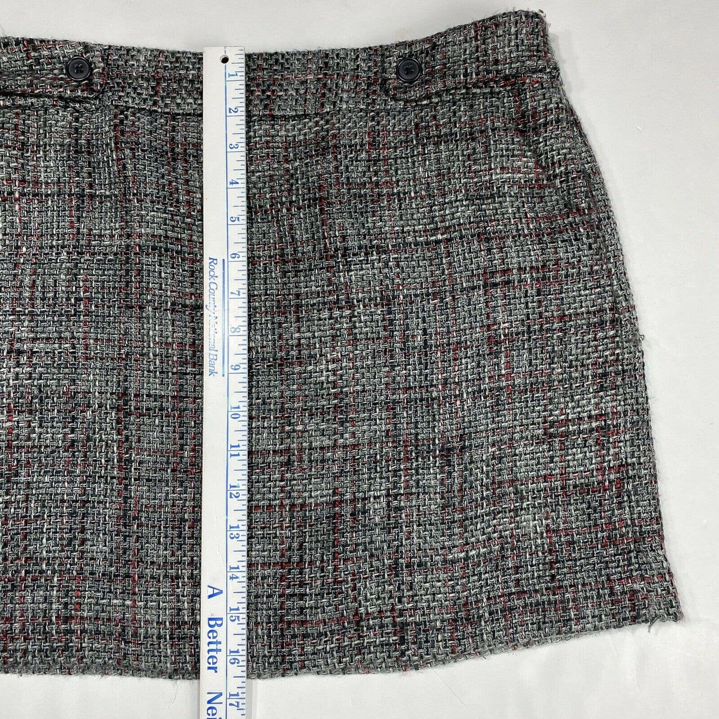 Ann Taylor Loft Mini Skirt Sz 6 Womens Gray Red Textured Lined Short w/Side Zip