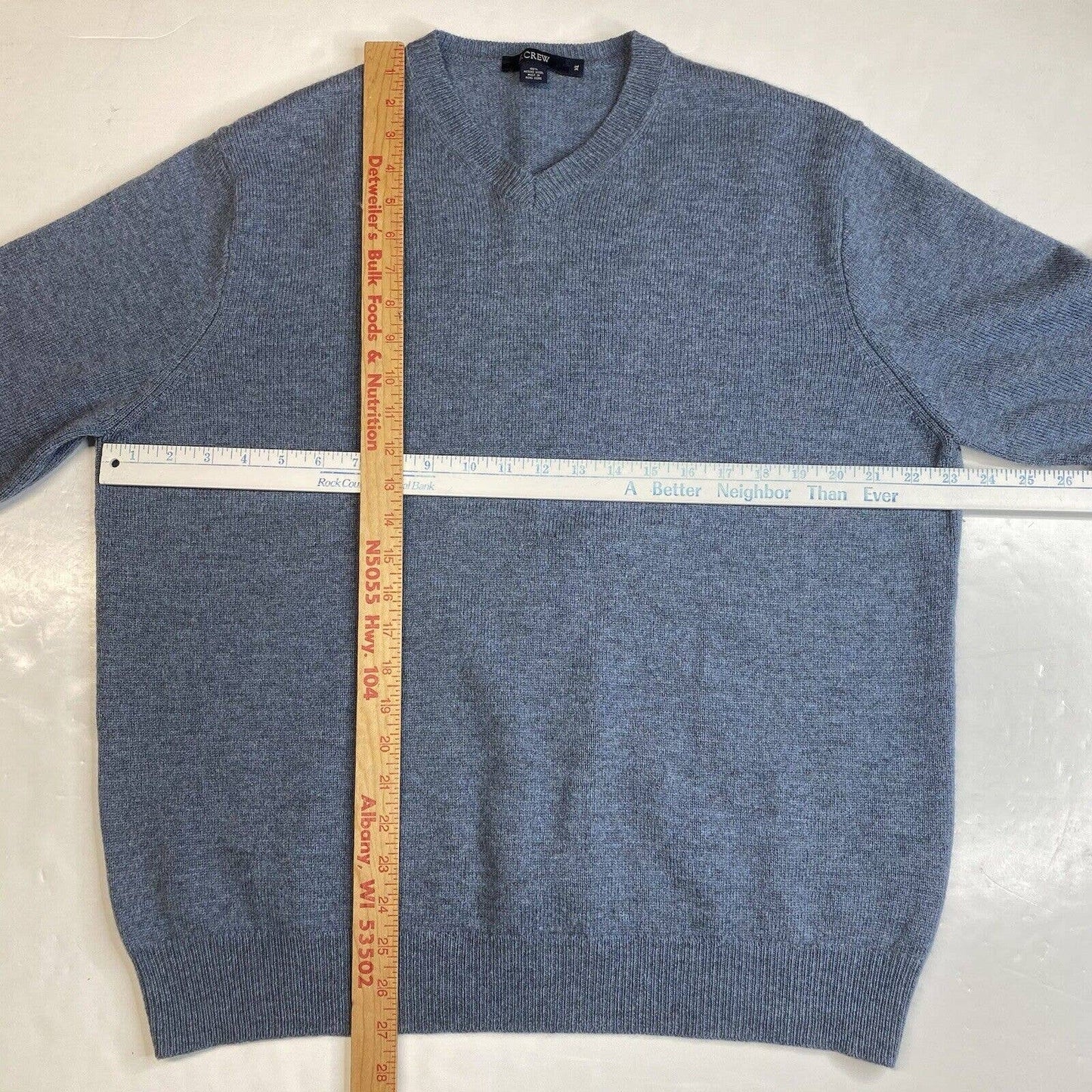 J Crew Merino Wool Sweater Mens XLarge Blue Long Sleeve Knit V-Neck Casual Top