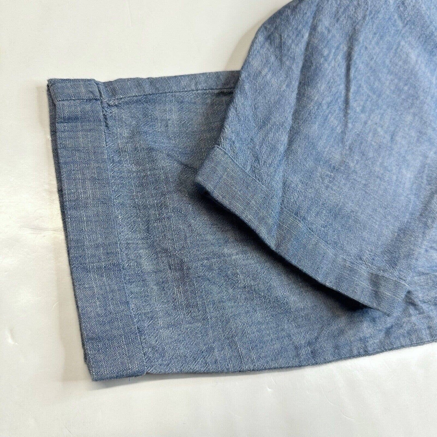 J Crew Pull On Tapered Crop Pants Womens 8 Blue Cotton Lightweight Cuffed *Spot