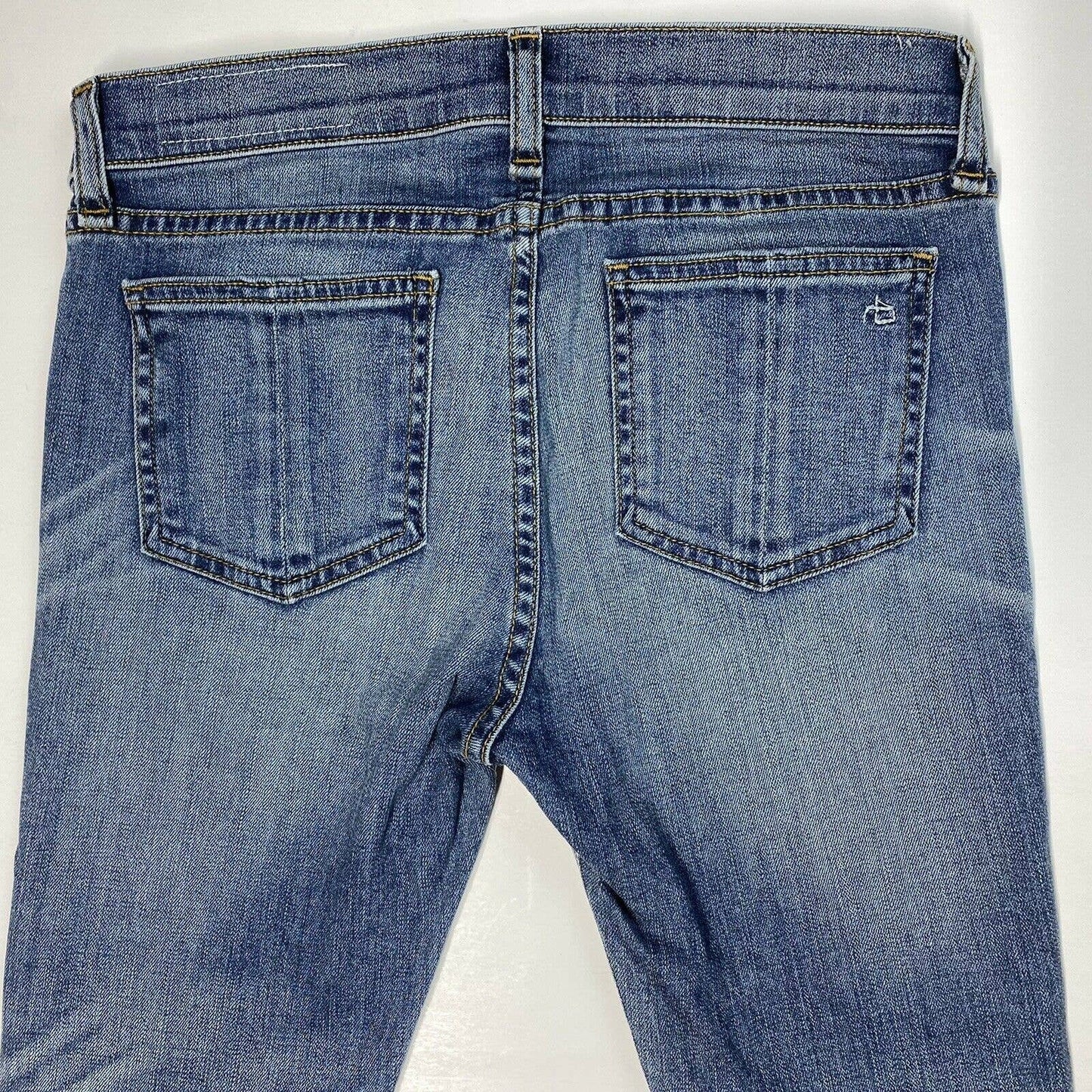 Rag & Bone Crop Sz 24 (28"Waist) Lowrise Stretch Denim Blue Skinny Jeans EUC