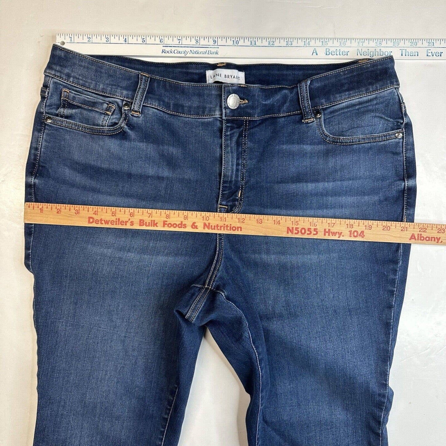 Lane Bryant Midrise Capri Jeans Sz 18 Flex Magic Waistband Denim Blue Plus Size