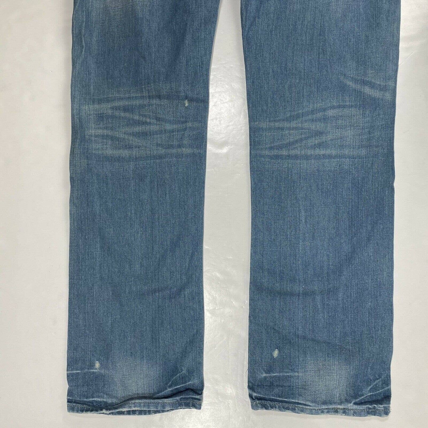 Maison Bibliotheque Straight Leg Sz 36x34 Long Mens Denim Blue Jeans Distressed