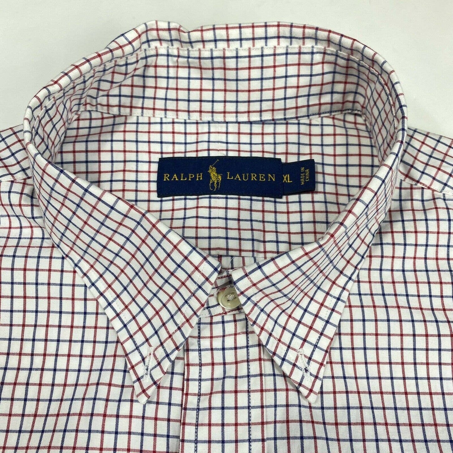 Ralph Lauren Plaid Button Up Shirt Sz XLarge Mens Casual Red White Long Sleeve