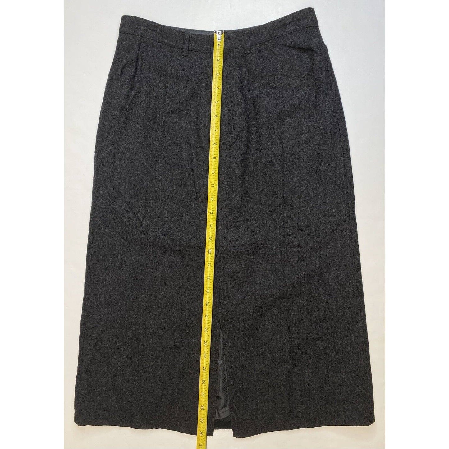 Eddie Bauer Wool Blend Midi Skirt Womens 8 Dark Gray Long Lined Slit Pockets