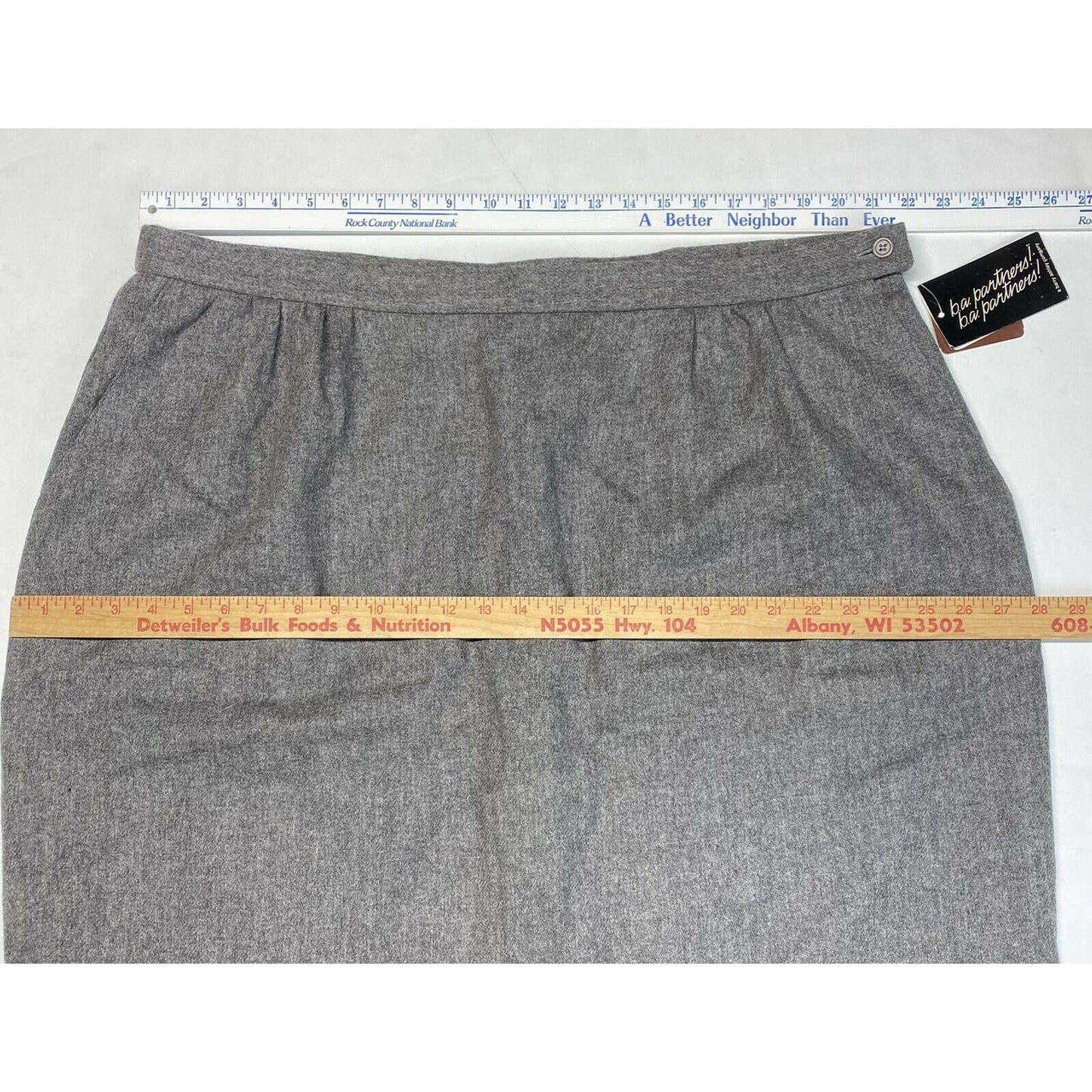 Vintage Barry Ashley Partners 100% Merino Wool Skirt 26W Gray Lined USA NWT Flaw