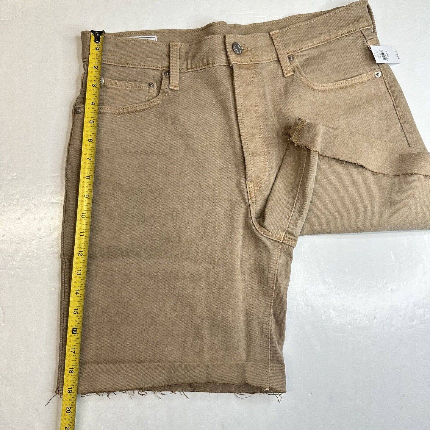 GAP Cheeky Midi Shorts 31/12 Tall (33"Waist) High Rise Tan Fray Button Fly NEW