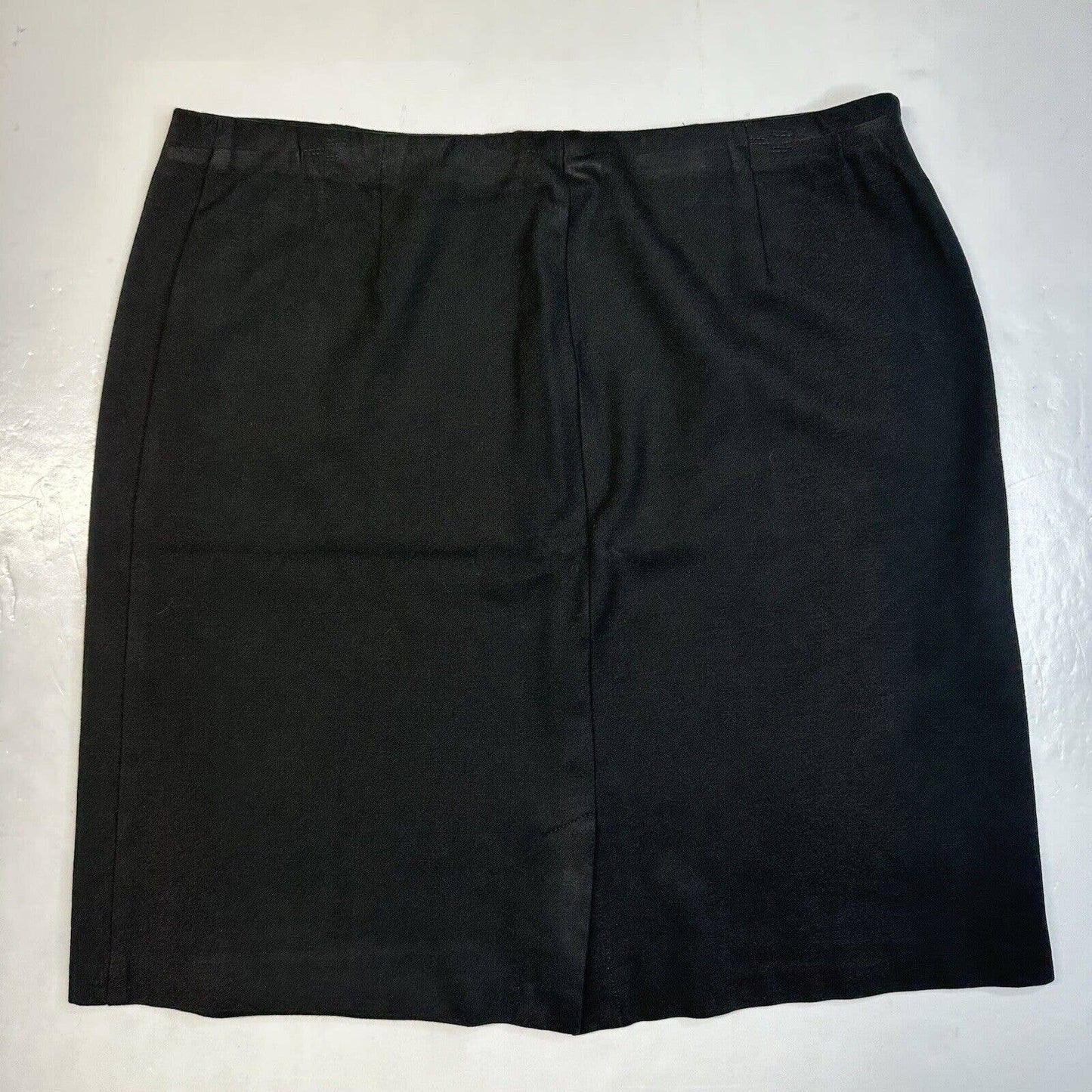 J Jill Ponte Pencil Skirt Sz Large Black Pull On Stretch Knit Back Slit