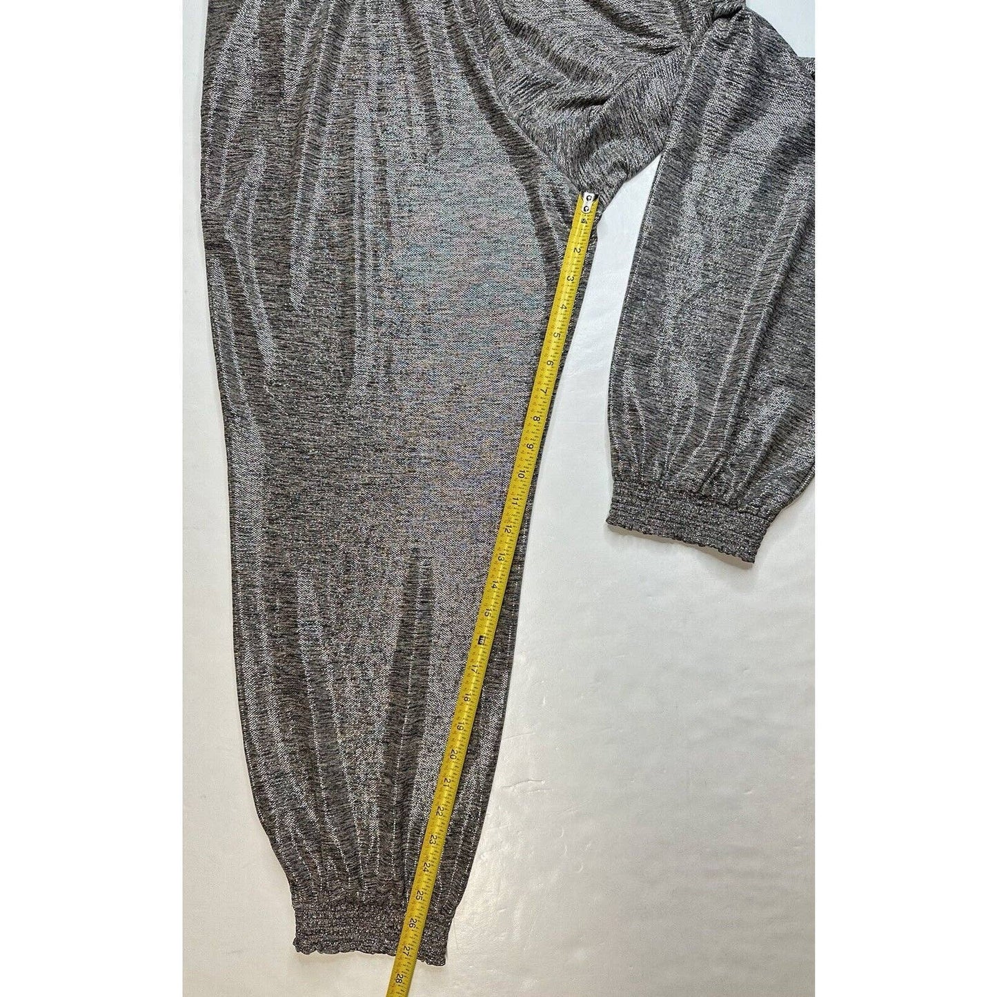 Anthropologie Melora Silver Metallic Jogger Sz Large Pull On Casual Pant Elastic