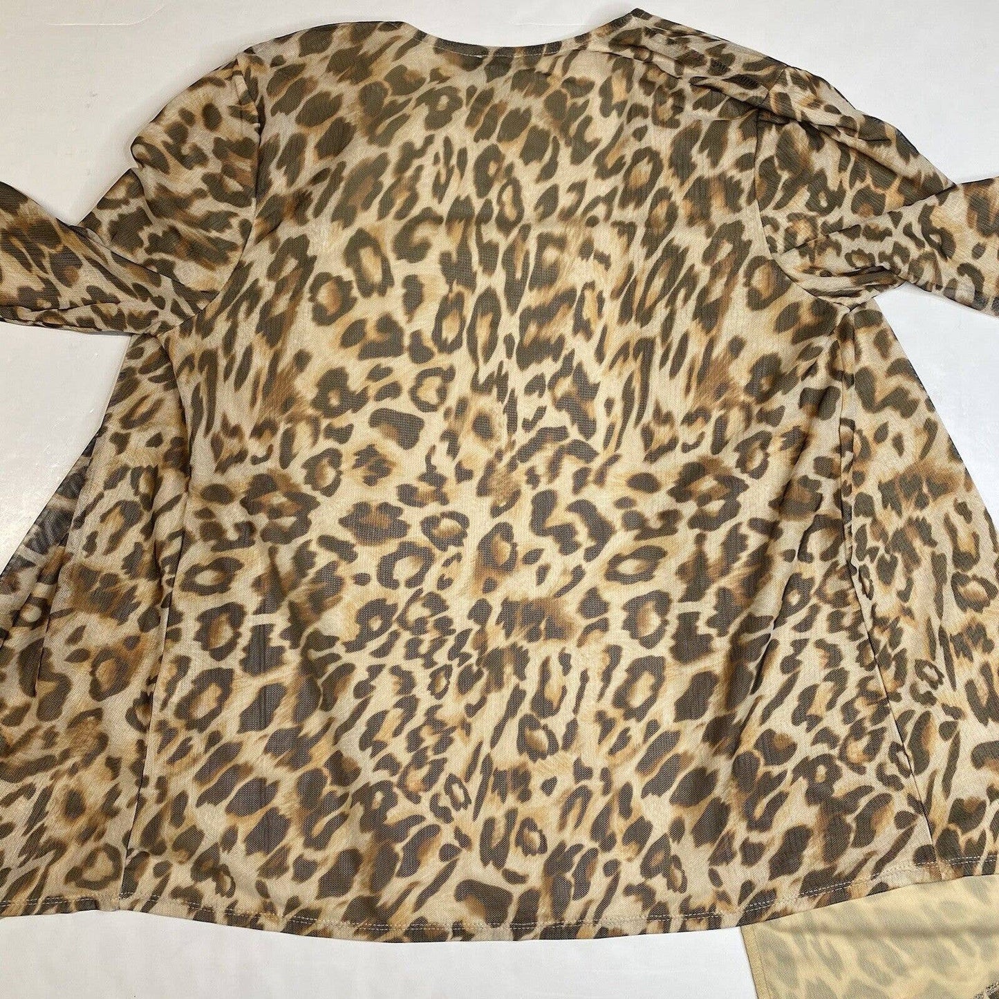 Chicos Leopard Open Front Cardigan 2 (Large) Brown Animal Print Lightweight Mesh