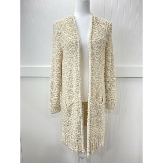 Massimo Dutti Open Knit Cardigan Sz Small Womens Beige Long Sleeve Sweater Italy