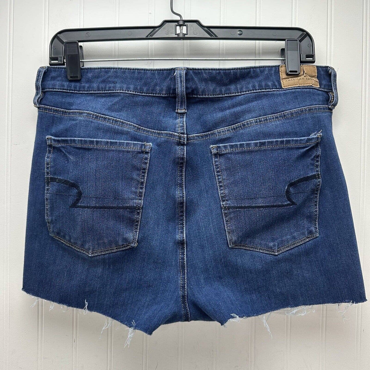 American Eagle Super Hi-Rise Cut Off Dream Short 12 Denim Blue Jean Shortie Fray