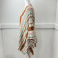 Umgee Open Knit Sweater Poncho Sz Med/Large Pink Blue Brown Boho Cardigan Drape