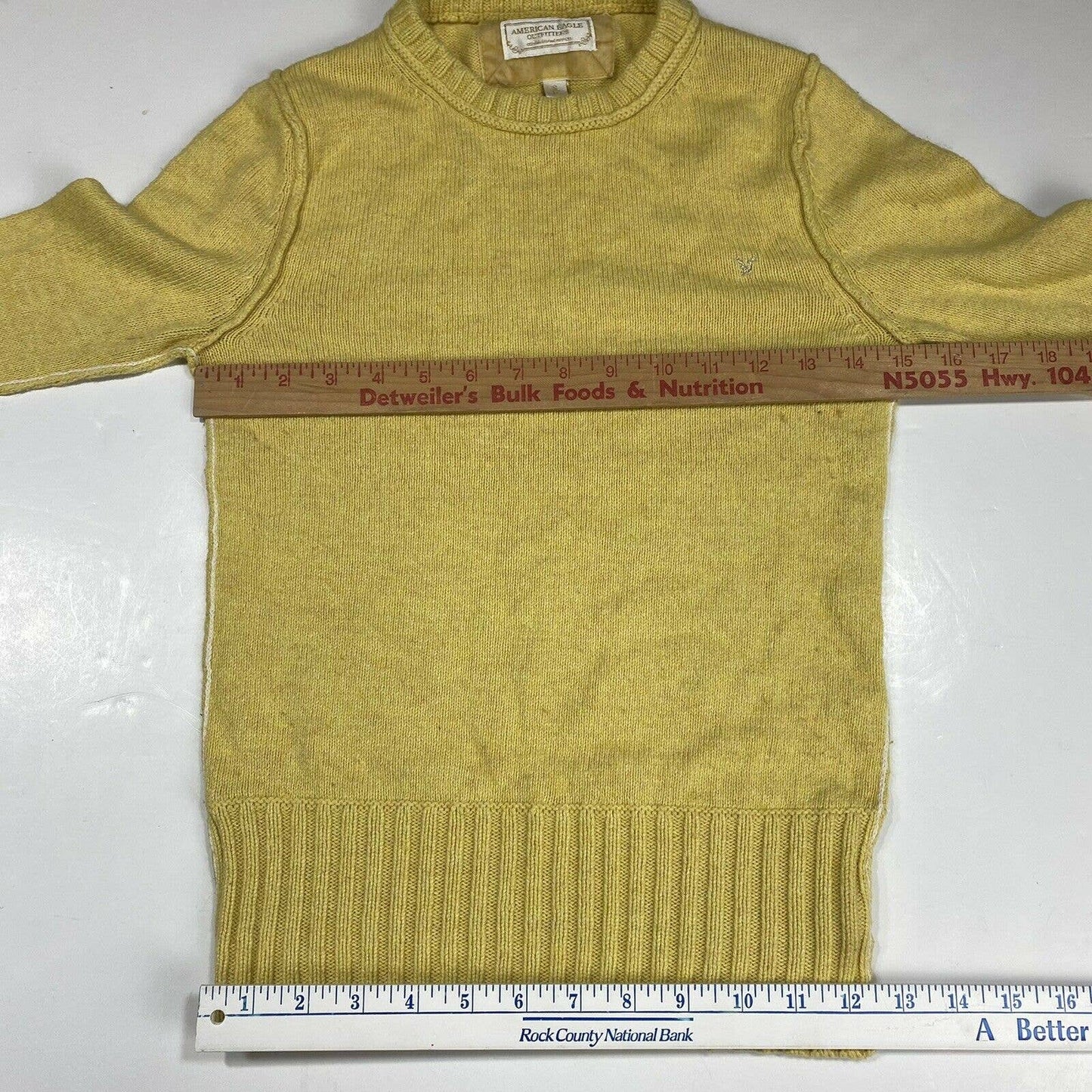 American Eagle Yellow Sweater Sz Small Womens Wool Angora Rabbit Hair Blend