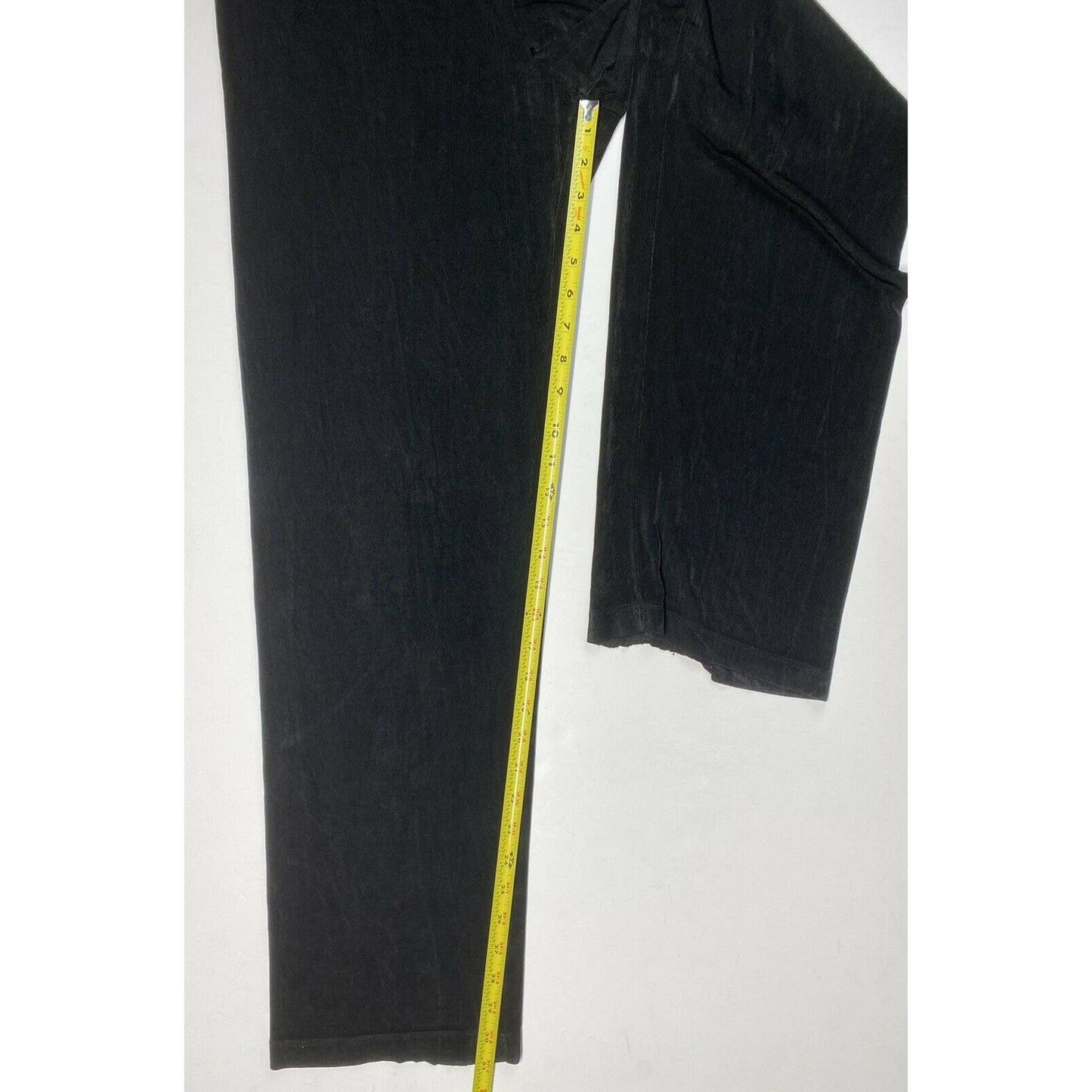 Chicos Travelers Slinky Knit Straight Leg Pants Sz 1 (US 8) Black Stretch Acetate *Flaw