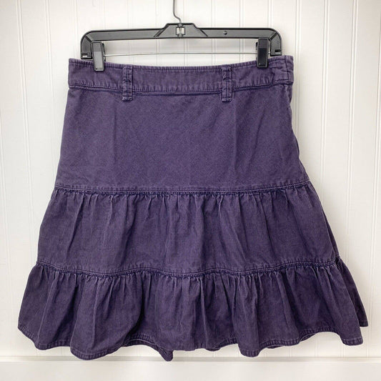 H&M L.O.G.G. Corduroy Ruffle Skirt Sz 8 Womens Purple Short 100% Cotton Side Zip