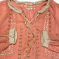 Soft Surroundings Beaded Tunic & Tank Top 2pc Set Sz Medium Peach Boho Tassels