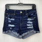 American Eagle Hi-Rise Shortie Sz 6 360 Super Stretch Denim Short Holes Fray EUC