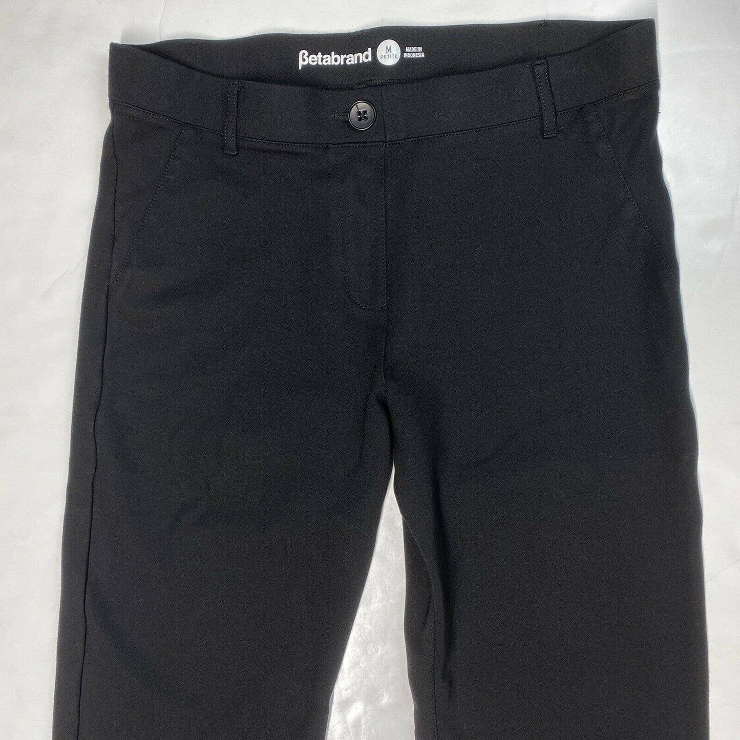 Betabrand Dress Pant Yoga Pants Medium Short Black Pull On Stretch Straight Leg