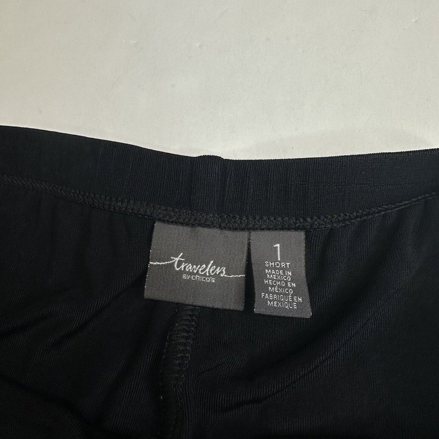 Chicos Travelers Slinky Knit Straight Ankle Pants 1 Short (US 8) Black EUC