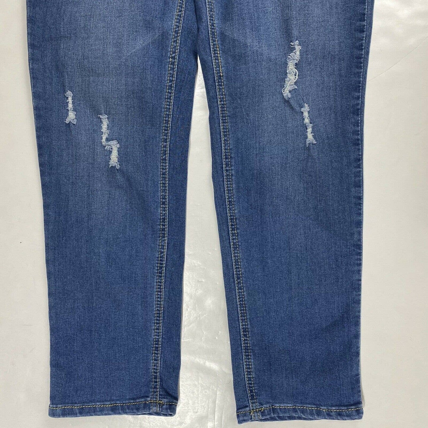 Earl Slim Tapered Leg Jeans Womens 8 Midrise Stretch Denim Blue Jeans Distressed