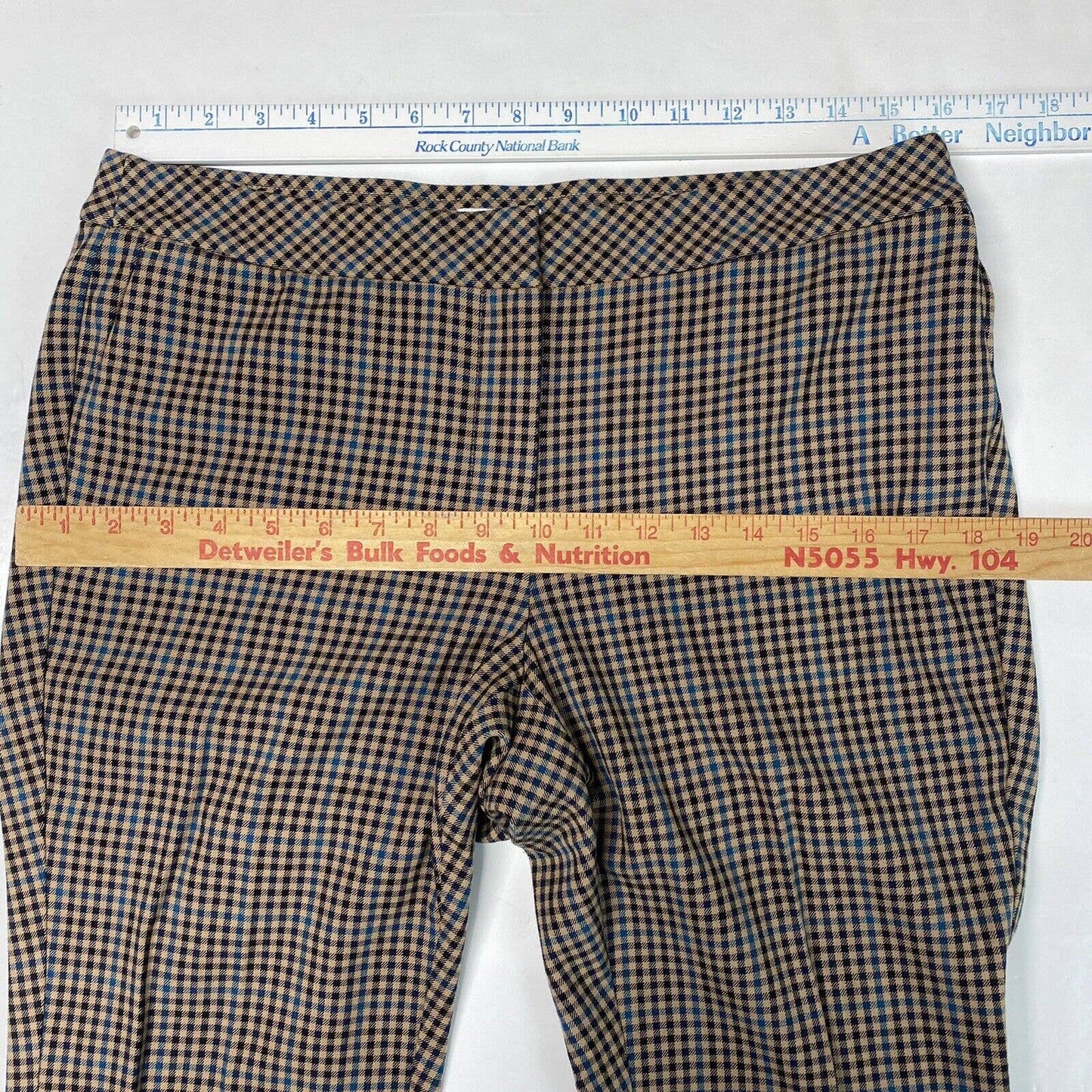 J.Jill Knit Slim Leg Pants Sz 10 Women Multicolor Checkered Premium Stretch