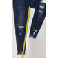 Kancan Skinny Ankle Sz 5/26 Stretch Denim Jeans Button Fly Dark Distressed Holes