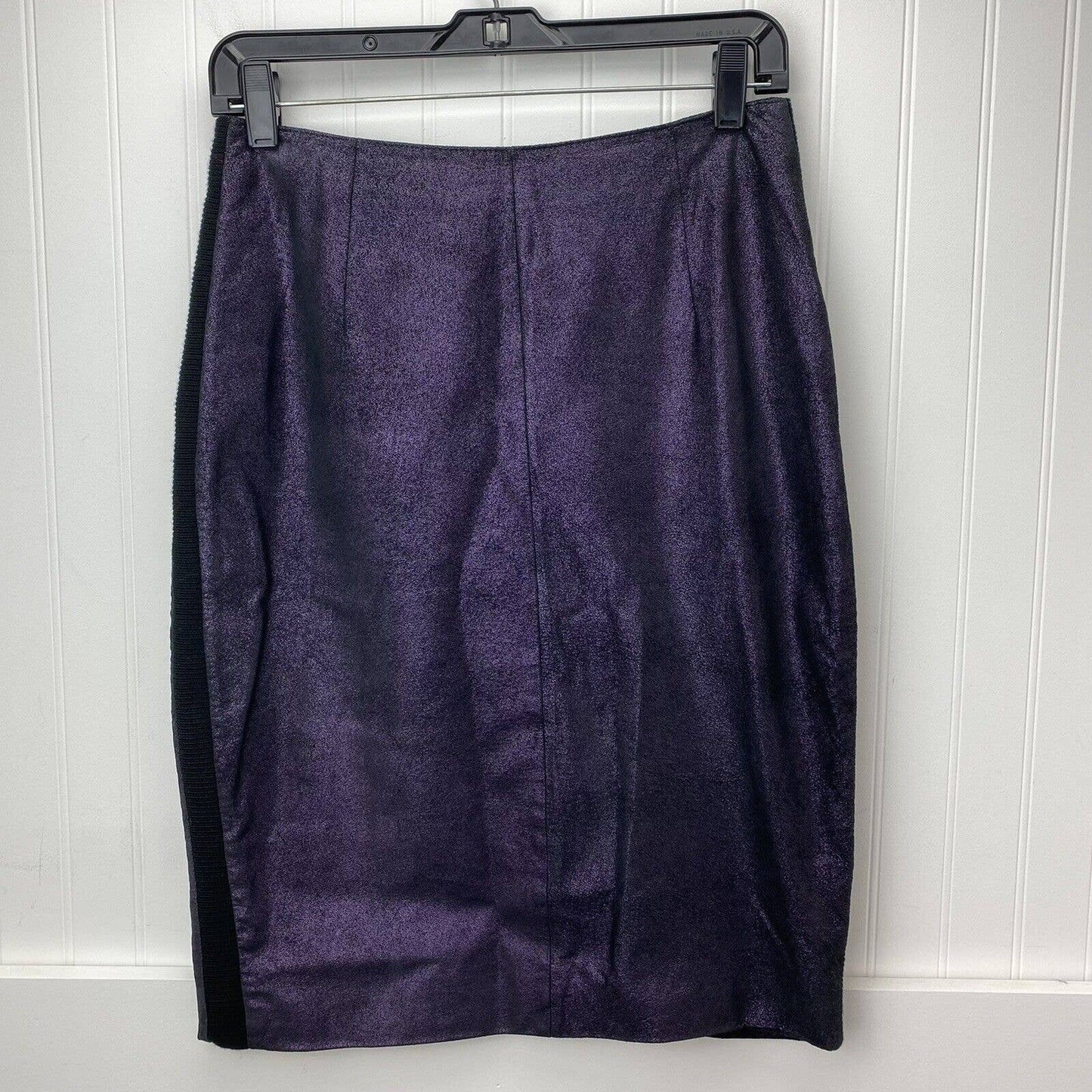 Venus Williams Wilsons Leather Pencil Skirt Sz 6 Purple Shimmer Back Slit Lined