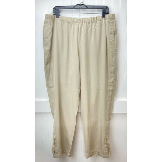 Chicos Ankle Cinch Pull On Pants Sz 2.5 (US 14) Beige Elastic Waist Casual EUC