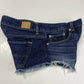 American Eagle Shortie Sz 8 Denim Blue Jean Short Dark Wash Raw Hem 100%Cotton