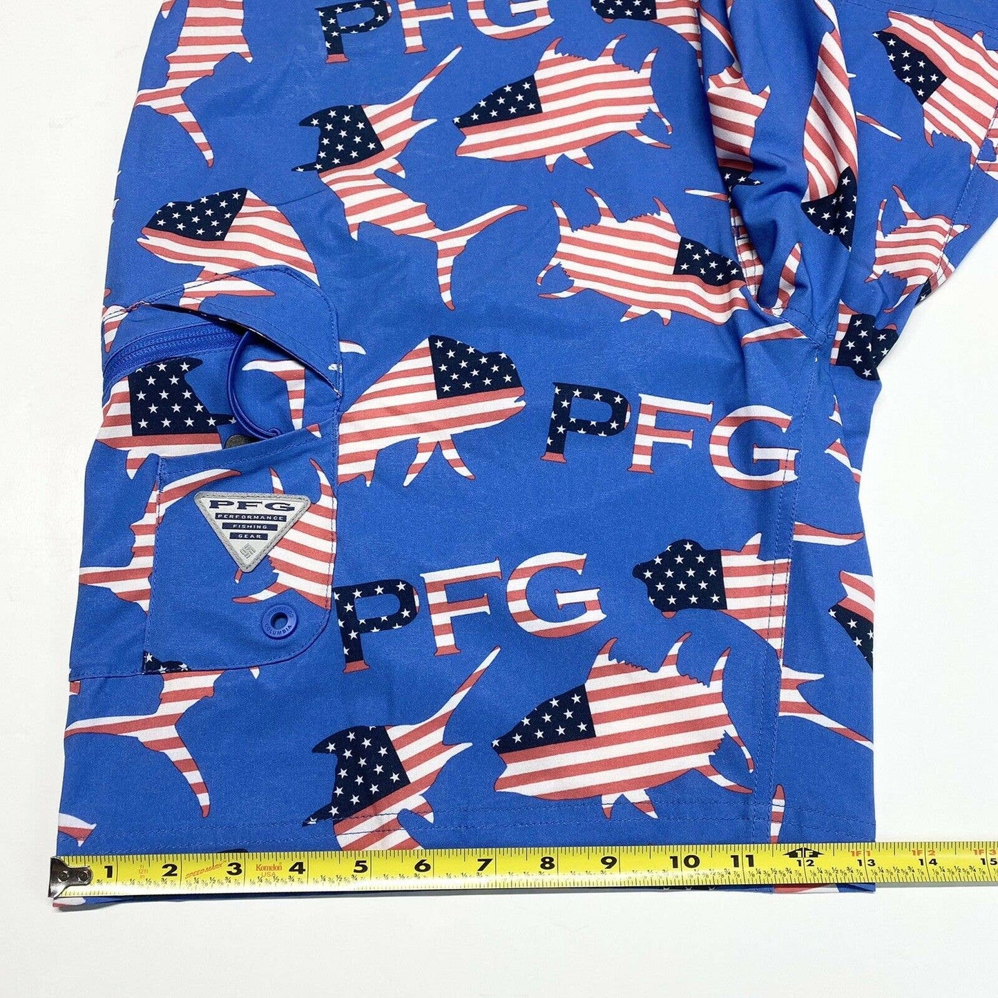 Columbia PFG Offshore II Board Shorts Mens 38 Stars Stripes w/Bottle Opener EUC