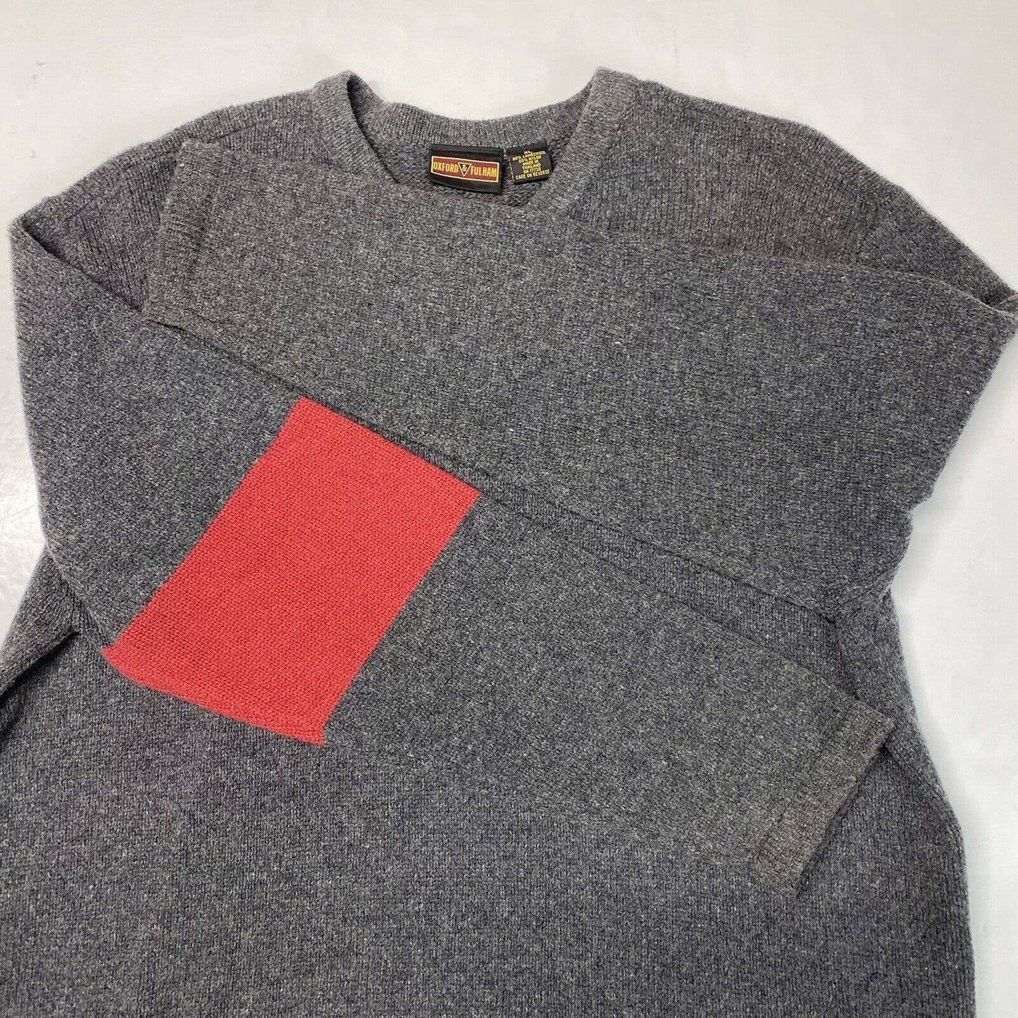 Oxford & Fulham Sweater Mens XL Xlarge Gray Lambswool Blend Pullover Long Sleeve