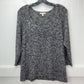 Eileen Fisher Open Knit Sweater Sz Large Gray/Silver Metallic Linen Blend