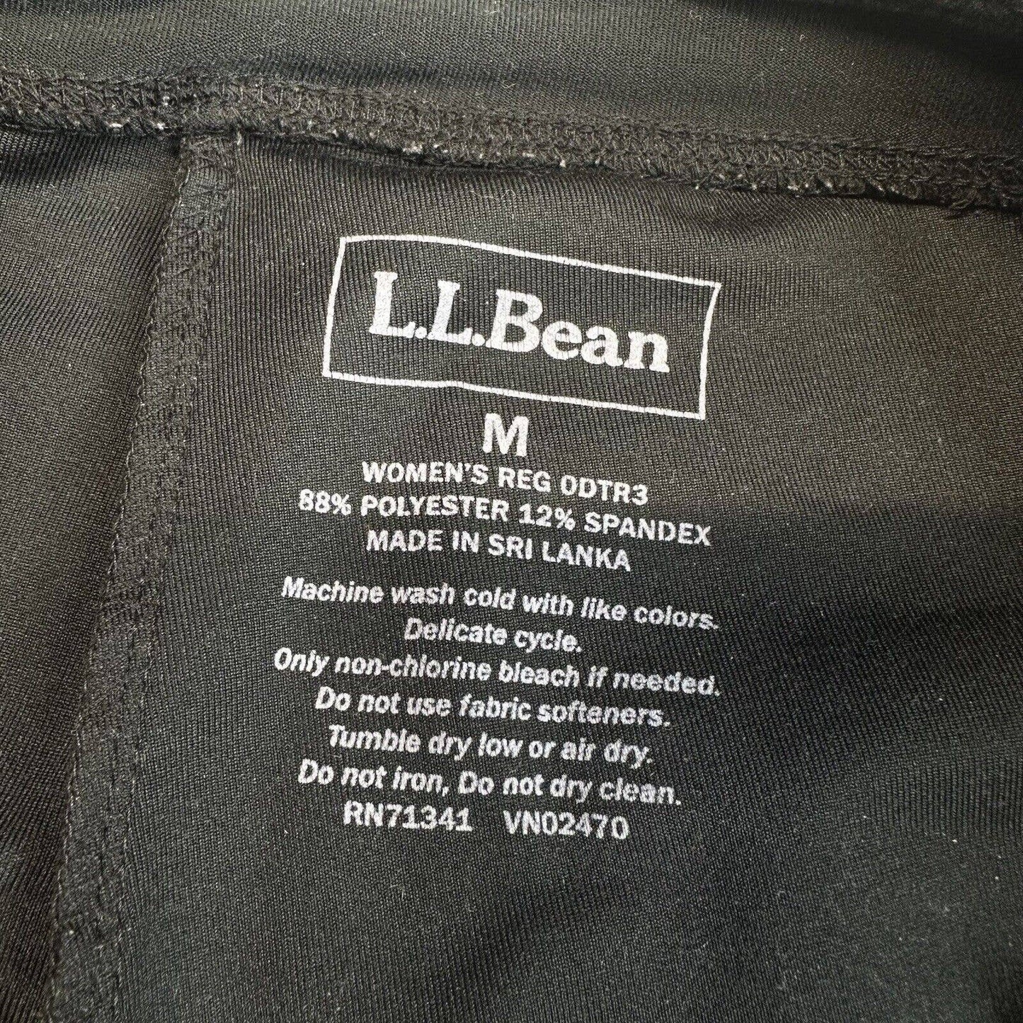 LL Bean Pull On Straight Leg Pants Sz Medium Black Stretchy Athleisure *Flaw