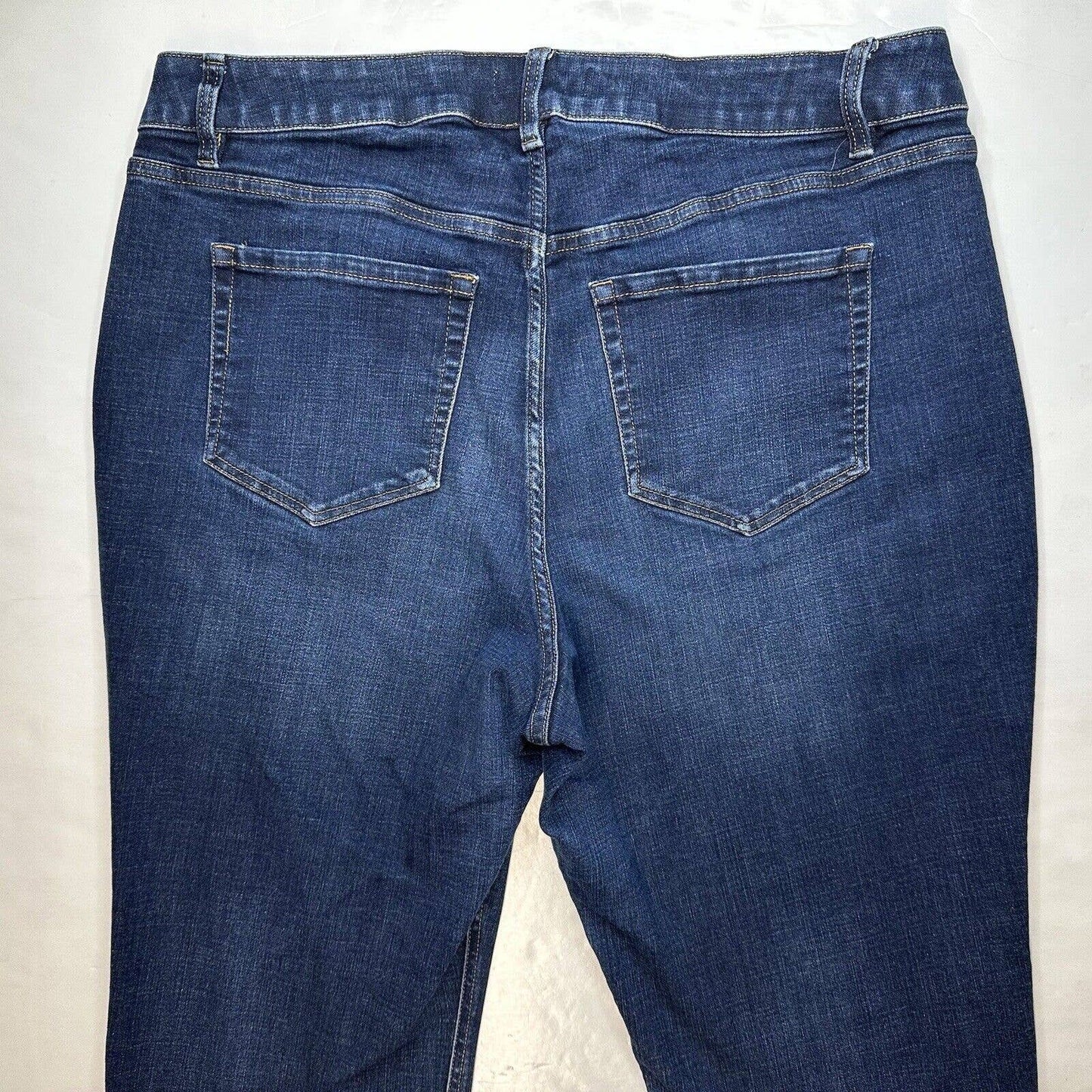 Lane Bryant High Rise Straight Jeans 16 Flex Magic Waist Blue Denim Dark Fray