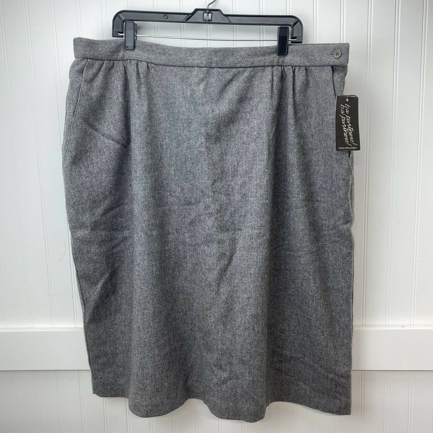 Vintage Barry Ashley Partners 100% Merino Wool Skirt 26W Gray Lined USA NWT Flaw