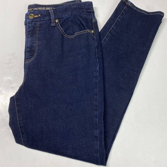 Chicos So Slimming Girlfriend Ankle Sz 0.5 (US 6) Stretch Denim Blue Crop Jeans