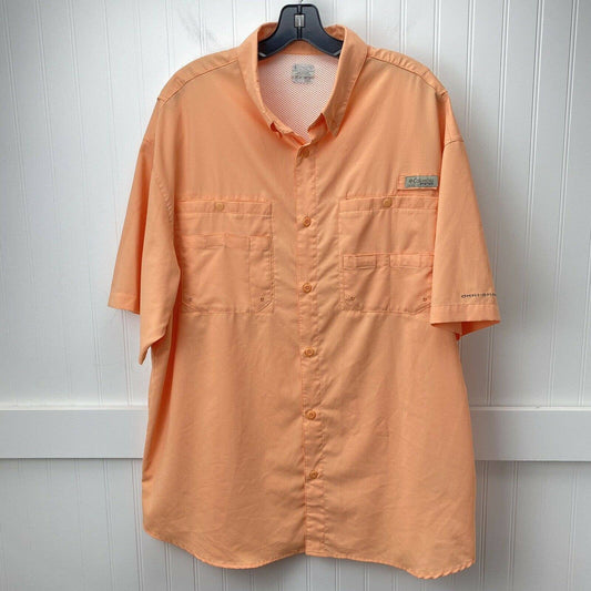 Columbia PFG Button Up Shirt Mens XL Orange Omni Shade Short Sleeve Vented Top